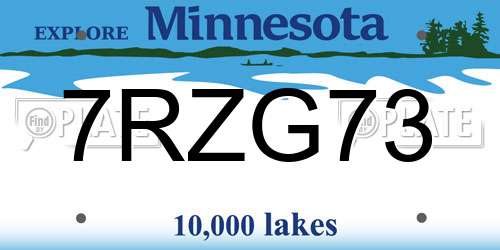 7RZG73 Minnesota License Plate