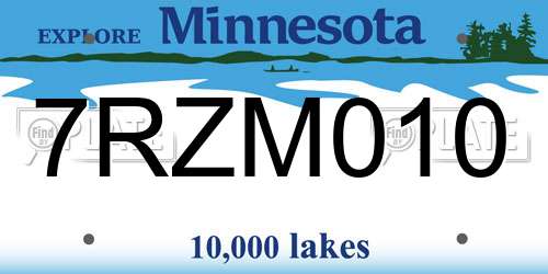 7RZM010 Minnesota License Plate