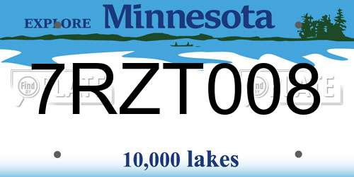 7RZT008 Minnesota License Plate