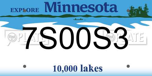 7S00S3 Minnesota License Plate