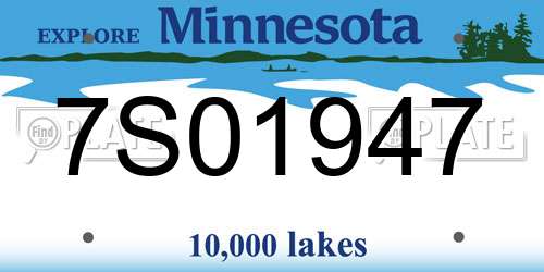 7S01947 Minnesota License Plate