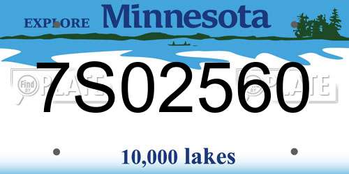 7S02560 Minnesota License Plate