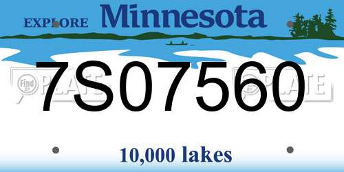 7S07560 Minnesota License Plate