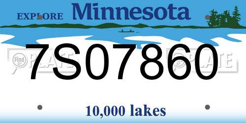 7S07860 Minnesota License Plate