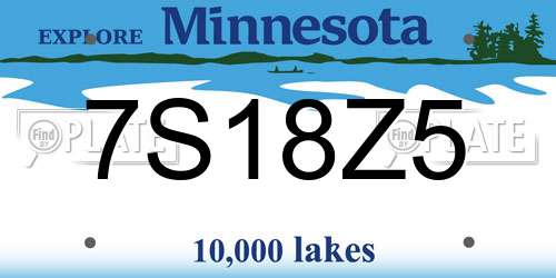 7S18Z5 Minnesota License Plate