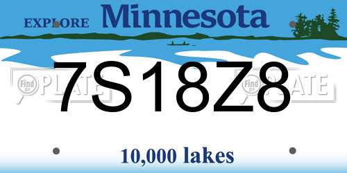 7S18Z8 Minnesota License Plate