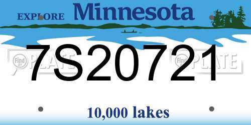 7S20721 Minnesota License Plate