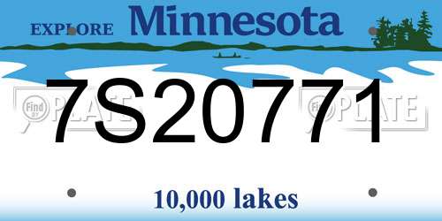 7S20771 Minnesota License Plate