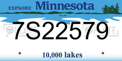 7S22579 Minnesota License Plate