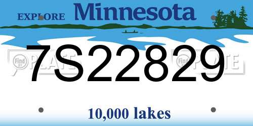 7S22829 Minnesota License Plate