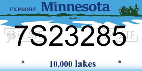 7S23285 Minnesota License Plate