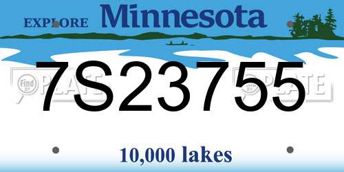 7S23755 Minnesota License Plate