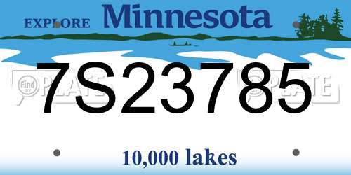7S23785 Minnesota License Plate