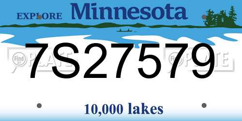 7S27579 Minnesota License Plate