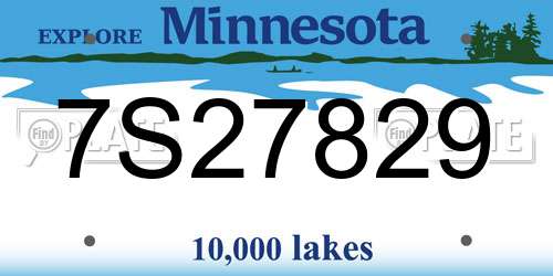 7S27829 Minnesota License Plate