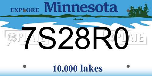 7S28R0 Minnesota License Plate