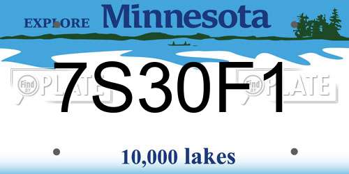 7S30F1 Minnesota License Plate