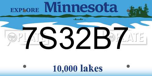 7S32B7 Minnesota License Plate