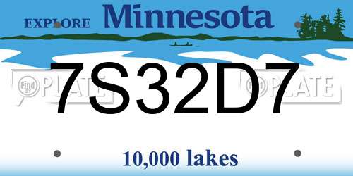 7S32D7 Minnesota License Plate