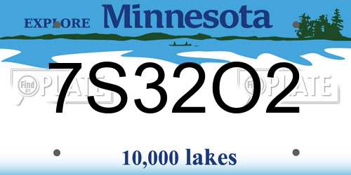 7S32O2 Minnesota License Plate
