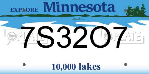 7S32O7 Minnesota License Plate