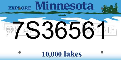 7S36561 Minnesota License Plate