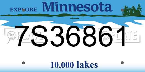 7S36861 Minnesota License Plate
