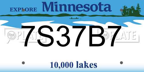 7S37B7 Minnesota License Plate