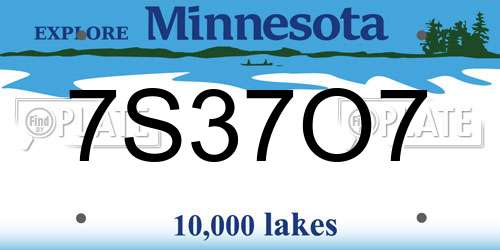 7S37O7 Minnesota License Plate