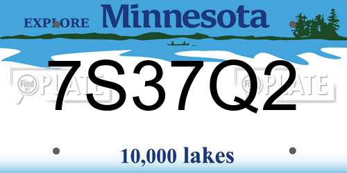 7S37Q2 Minnesota License Plate