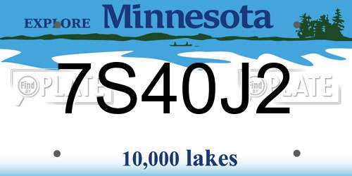 7S40J2 Minnesota License Plate