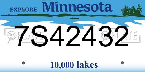 7S42432 Minnesota License Plate