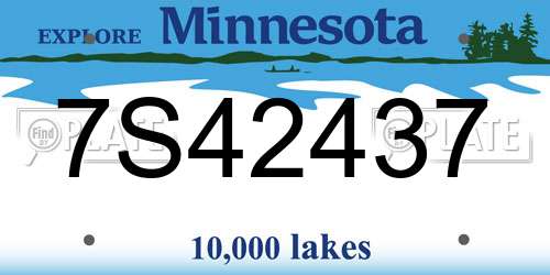 7S42437 Minnesota License Plate