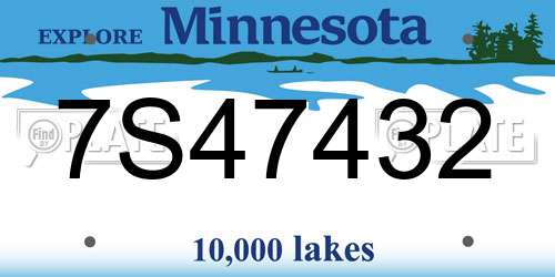 7S47432 Minnesota License Plate