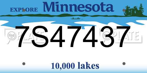 7S47437 Minnesota License Plate