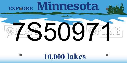 7S50971 Minnesota License Plate