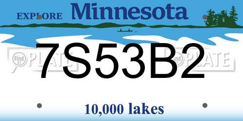 7S53B2 Minnesota License Plate