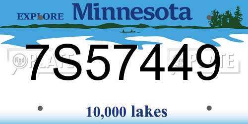 7S57449 Minnesota License Plate