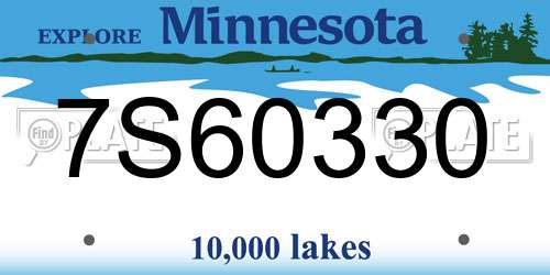 7S60330 Minnesota License Plate