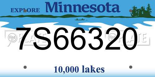 7S66320 Minnesota License Plate