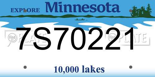 7S70221 Minnesota License Plate