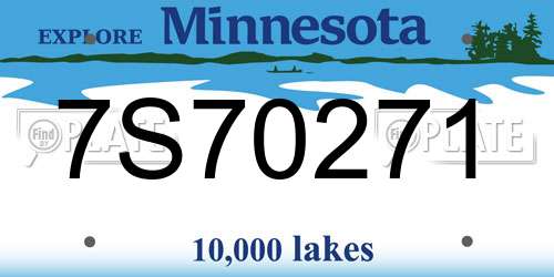 7S70271 Minnesota License Plate
