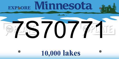 7S70771 Minnesota License Plate