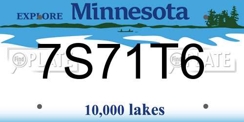 7S71T6 Minnesota License Plate