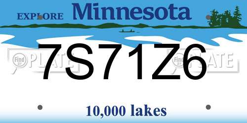 7S71Z6 Minnesota License Plate