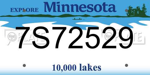 7S72529 Minnesota License Plate