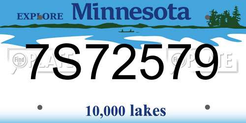 7S72579 Minnesota License Plate