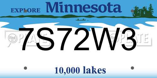 7S72W3 Minnesota License Plate