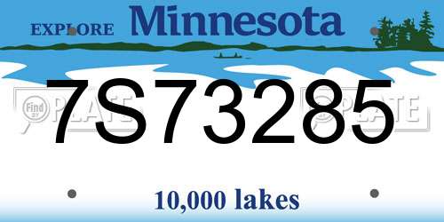 7S73285 Minnesota License Plate
