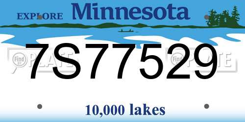 7S77529 Minnesota License Plate